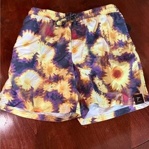 No Boundaries Men's Floral Swim shorts - Yellow and Purple, XL, nwt